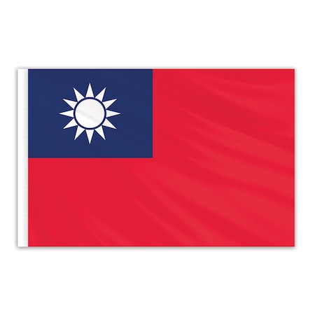 Taiwan Indoor Nylon Flag 2'x3' With Gold Fringe